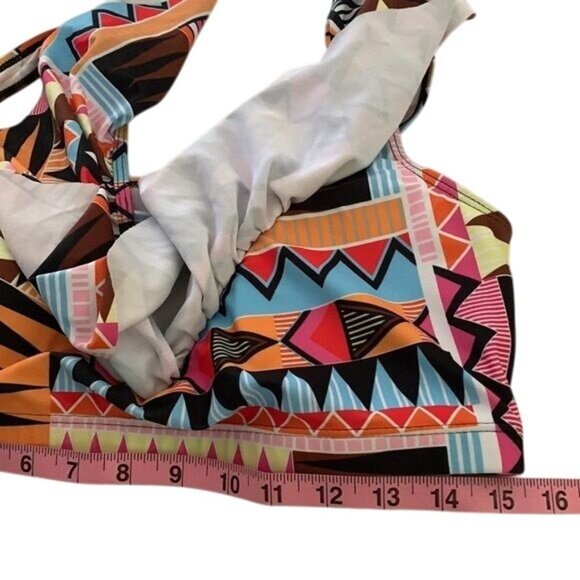 Plus Size Tribal Print Ruffle Bikini Top & Bottom Set Size 26 - Picture 10 of 14